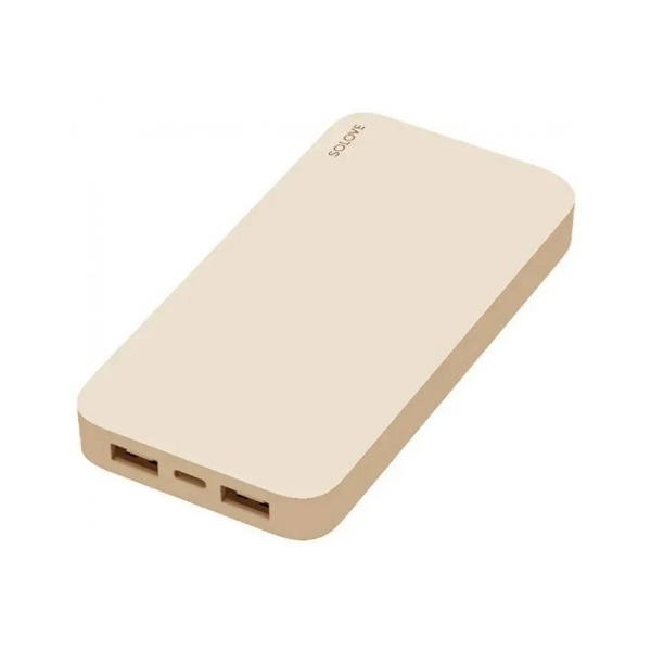 Внешний аккумулятор Solove Powerbank 20000mAh, 18W, QC 3.0 с кожаным чехлом, бежевый